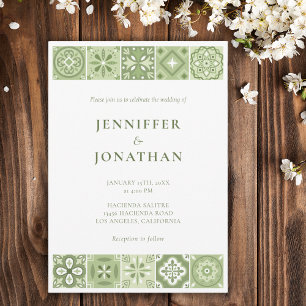 Green Spanish tiles invitation