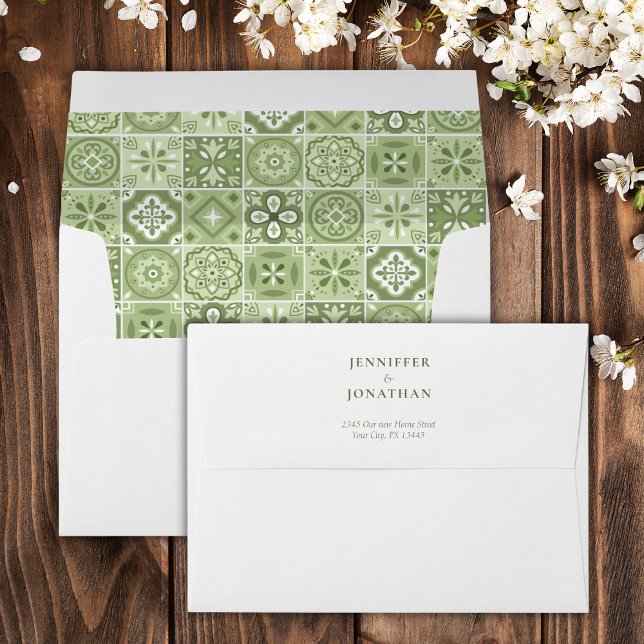 Green Spanish tiles invitation Envelope (Creator Uploaded)