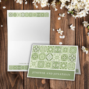 GREEN SPANISH TILES THANK YOU CARD