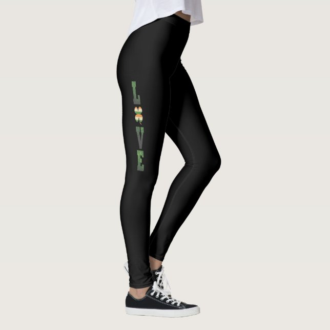 Green Sparkle Black Leggings – Women’s Holiday (Right)