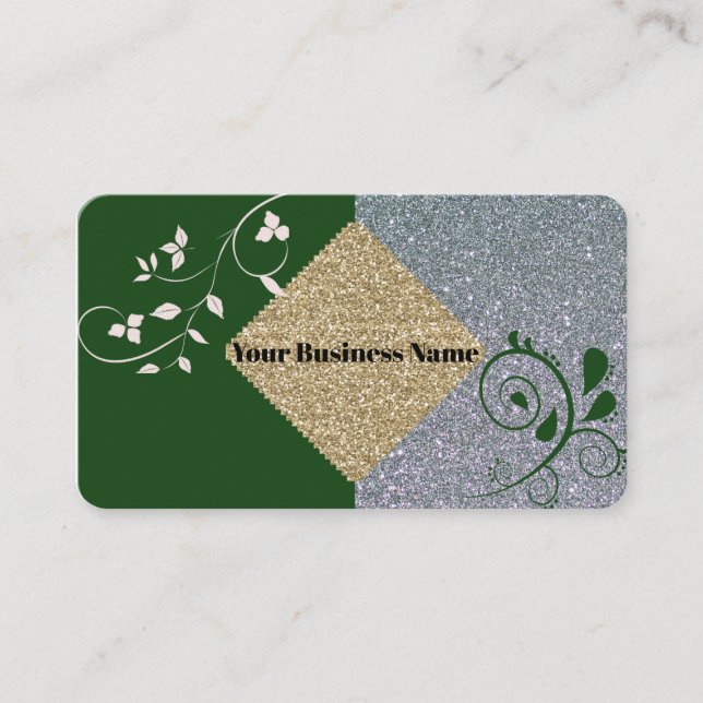 Green Sparkle Professional Business Card (Front)