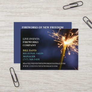 Green Sparkler  July 4th Store  Sales Fireworks  Business Card