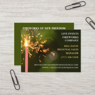Green Sparkler  July 4th Store  Sales Fireworks  Business Card
