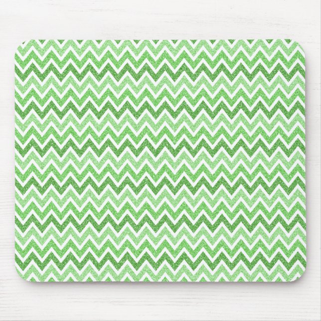green Sparkles & Glitter chevron pattern Mousepad (Front)