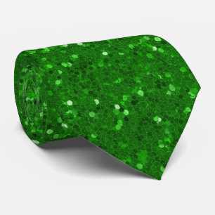 Green sparkling glitter pattern tie