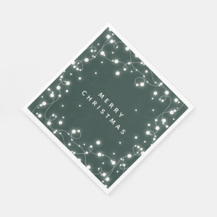 Green Sparkling Lights Christmas Party Paper Napkin