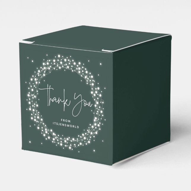 Green Sparkling Lights Thank You Favour Box (Front Side)