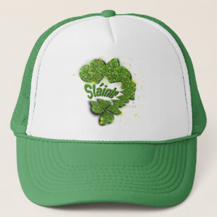 Green sparkling shamrocks slainte trucker hat
