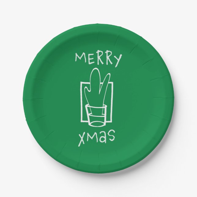 Green Sparkling Xmas Paper Plate (Front)