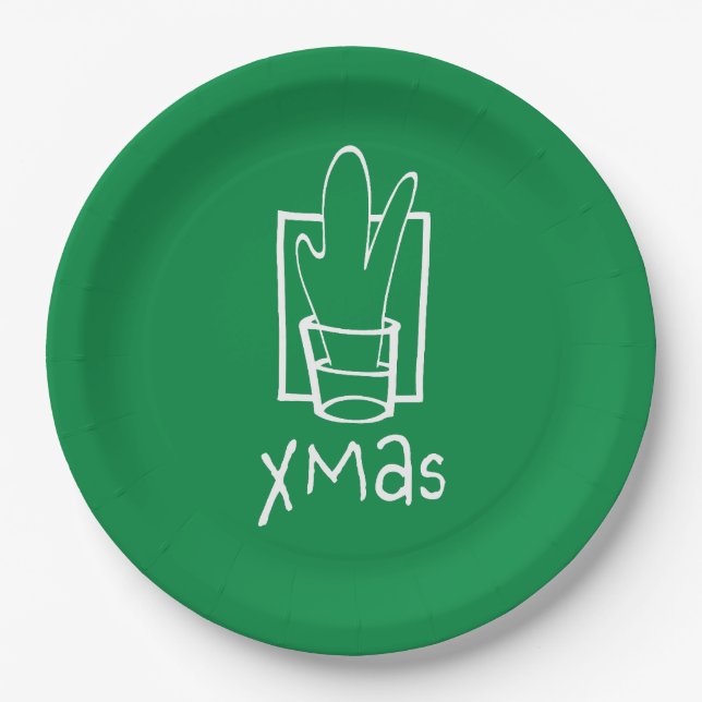 Green Sparkling Xmas Paper Plate (Front)