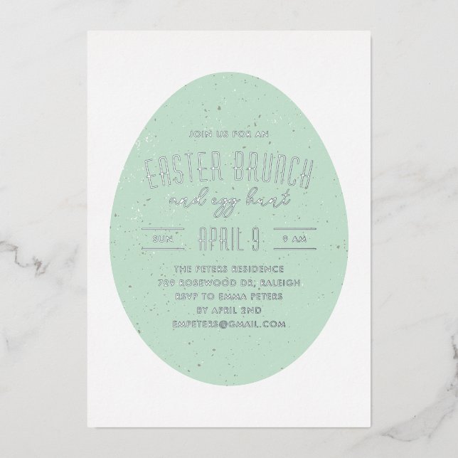 Green Speckled Egg Easter Hunt Party Invitation (Front)