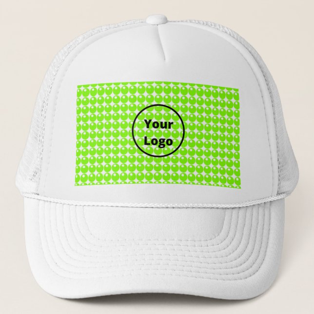 Green sphere circles white trucker hat (Front)