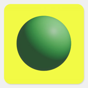 Green Sphere on Yellow Square Sticker