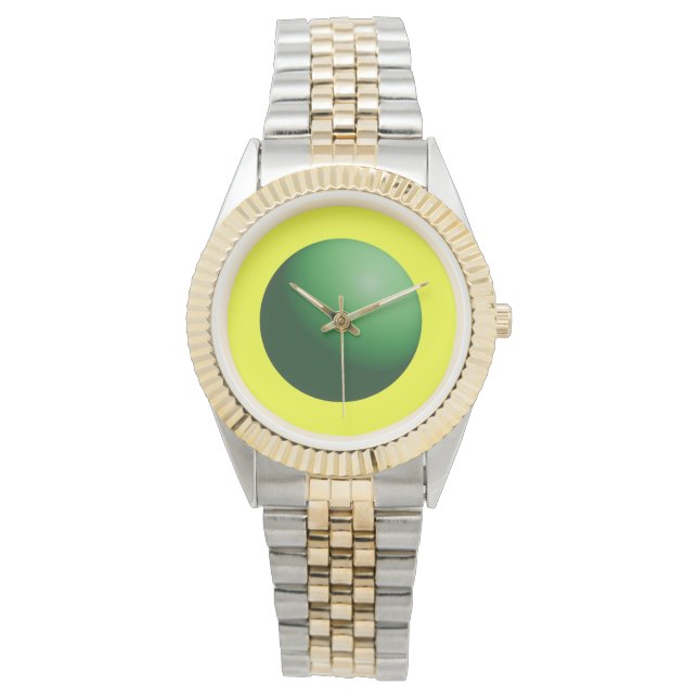 Green Sphere on Yellow  Watch (Front)