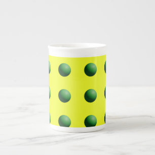 Green Spheres on Yellow Bone China Mug