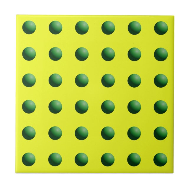 Green Spheres on Yellow Ceramic Tile (Front)