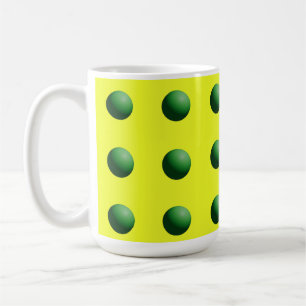 Green Spheres on Yellow Coffee Mug
