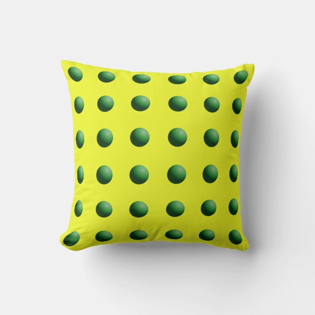 Green Spheres on Yellow  Cushion (Front)