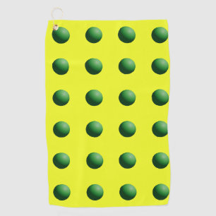 Green Spheres on Yellow Golf Towel
