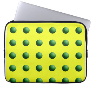 Green Spheres on Yellow Laptop Sleeve