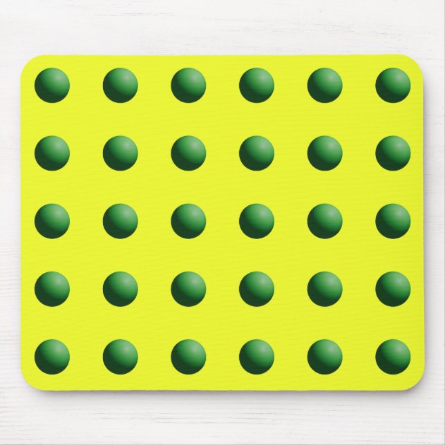 Green Spheres on Yellow  Mouse Pad (Front)