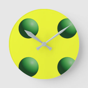 Green Spheres on Yellow Wall Clock