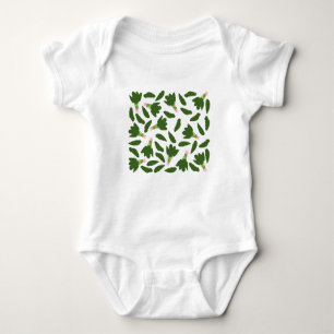 Green Spinach Leaves Pattern Baby Bodysuit