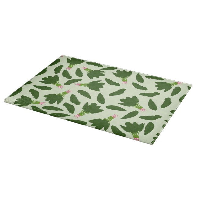 Green Spinach Leaves Pattern Cutting Board (Corner)
