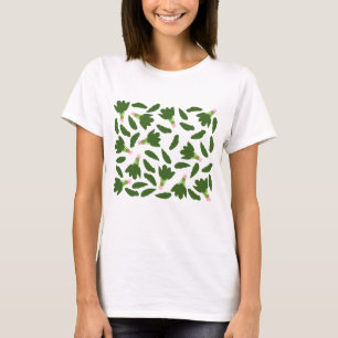 Green Spinach Leaves Pattern T-Shirt