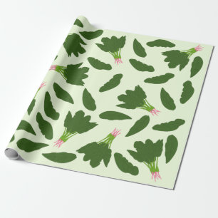 Green Spinach Leaves Pattern Wrapping Paper