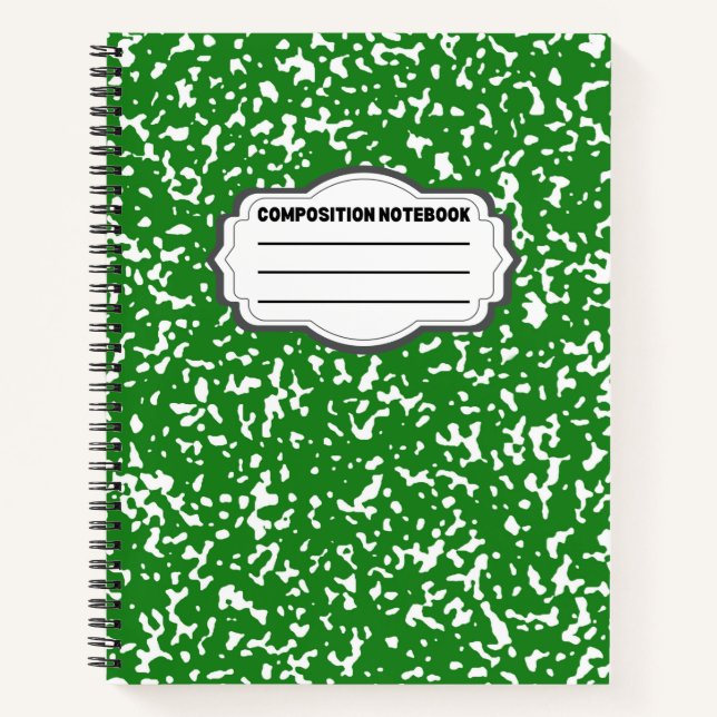 Green Spiral Graph Paper Composition Notebook  (Front)