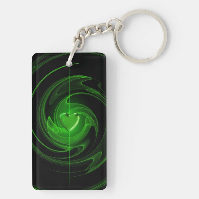 Green spiral heart key ring (Back)