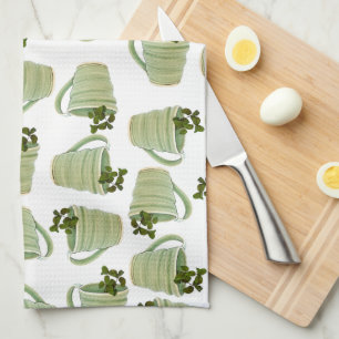 Green Spiral Tea Cup with Mint Photograph Towel