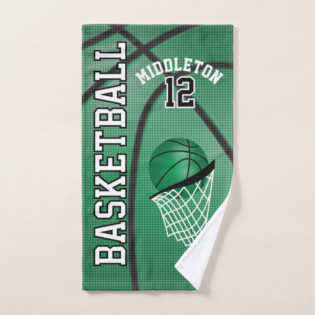Green Sport 🏀 Basketball | DIY Text Hand Towel (Hand Towel)