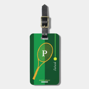 green sport tennis personalised luggage tag