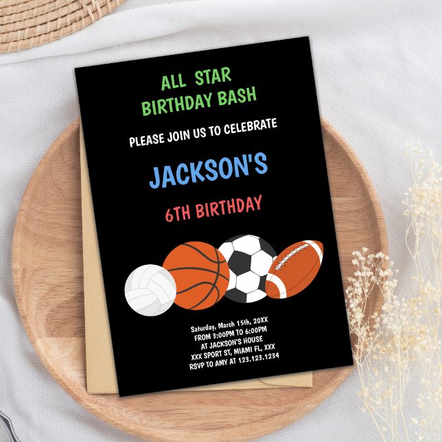 Green Sports Birthday Invitation (Green Birthday Sports Invitations)