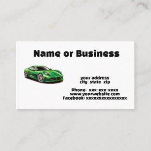 Green sports car business card