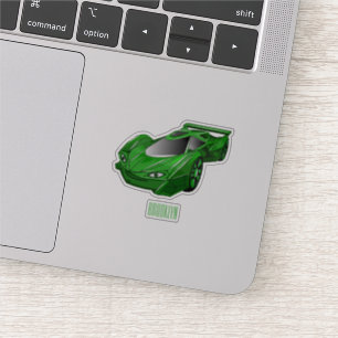Green sports car with airfoil illustration