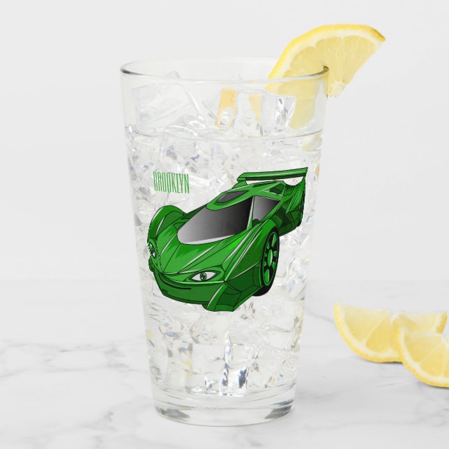 Green sports car with airfoil illustration glass (Back Ice)