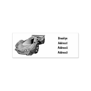Green sports car with airfoil illustration rubber stamp