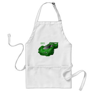 Green sports car with airfoil illustration standard apron