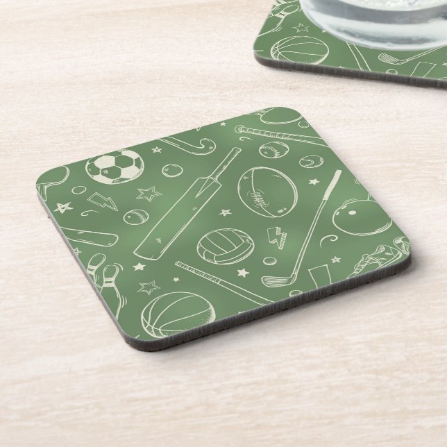 Green Sports Pattern Coaster (Left Side)