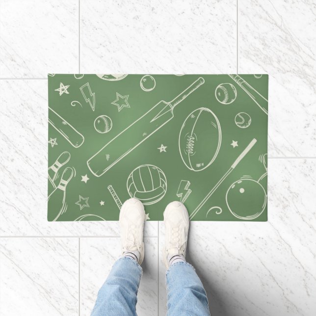 Green Sports Pattern Doormat (Indoor)
