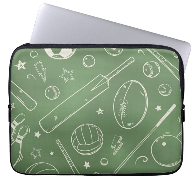 Green Sports Pattern Laptop Sleeve (Front)