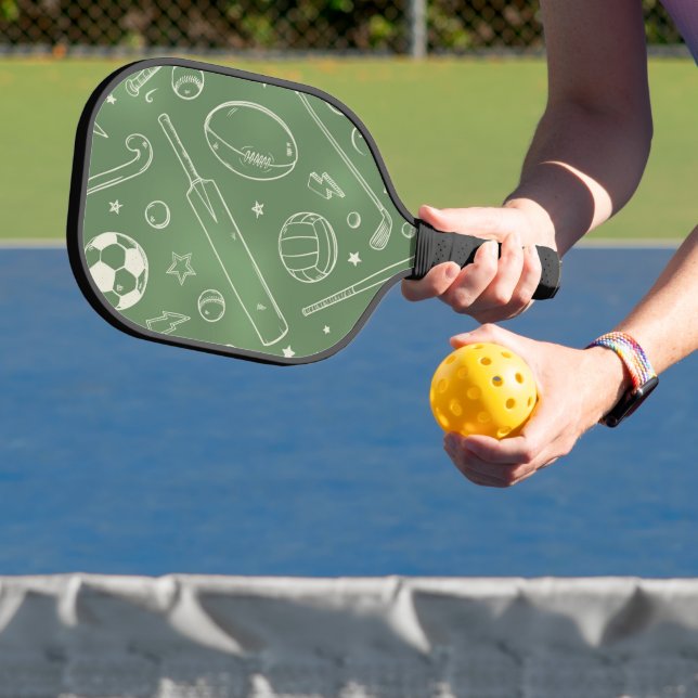 Green Sports Pattern Pickleball Paddle (Insitu)