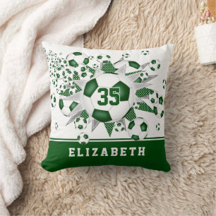 green sports room girls soccer balls stars cushion