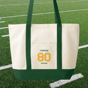 Green Sports Team Custom Name Player Number Team Tote Bag