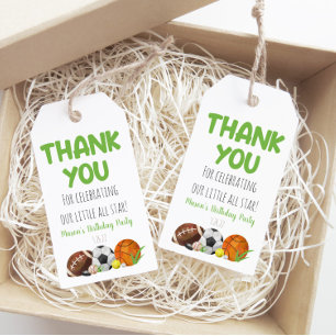 Green Sports Themed Birthday Party Favour Gift Tag