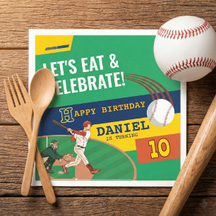 Green Sporty Baseball Batter Ball Kids Birthday Napkin