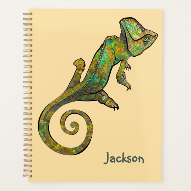 Green Spotted Lizard Back to School Named Planner (Front)